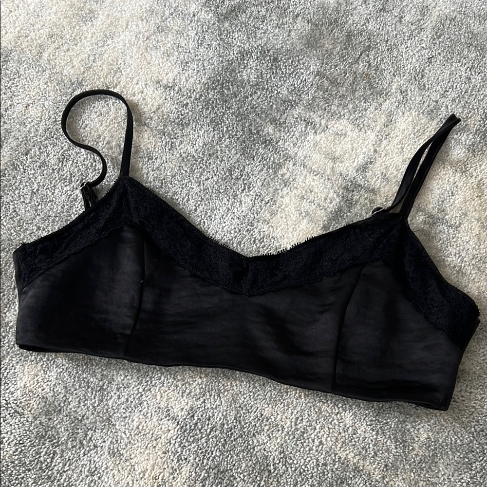 Satin bra lace crop top.